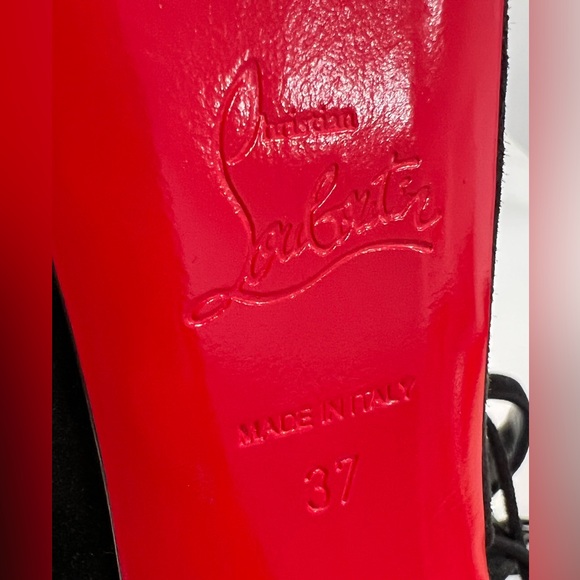 Christian Louboutin Lace Up NVP Suede Peep-Toe Pumps - Picture 11 of 13